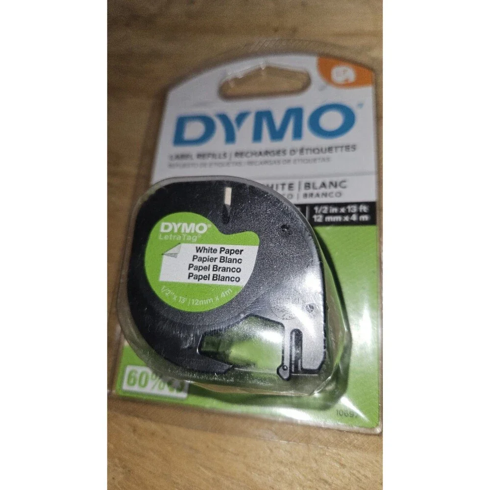 Dymo 10697 LT White Paper Label Refill Tape TWO 2 packs 1/2
